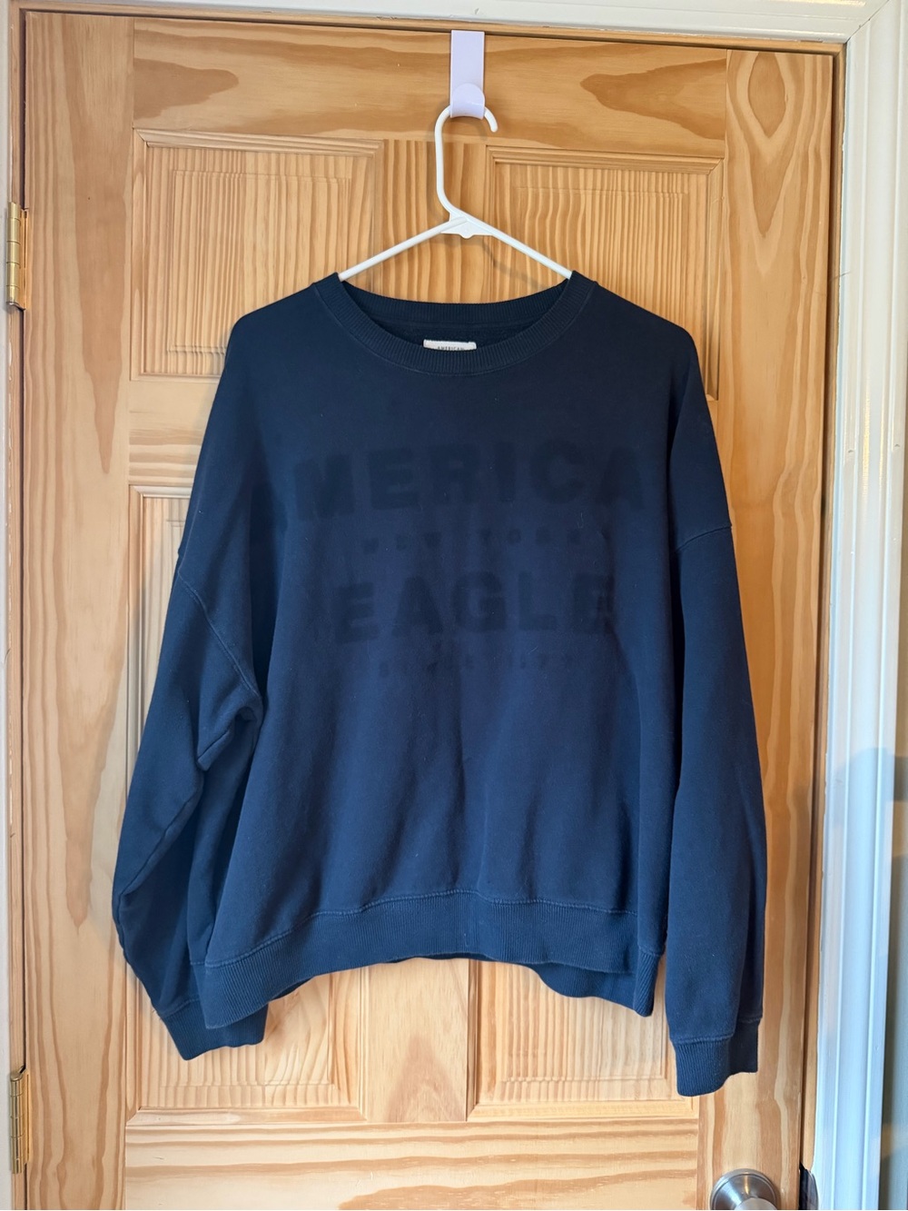American Eagle Outfitters Navy Logo Crewneck Sweatshirt